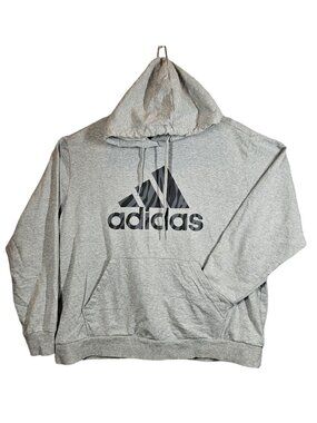 Adidas Hoodie Pullover Sweatshirt Men XL Gray Athleisure Workout Athletic School